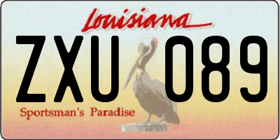 LA license plate ZXU089