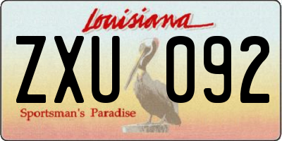 LA license plate ZXU092