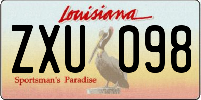 LA license plate ZXU098