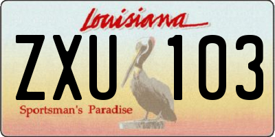 LA license plate ZXU103