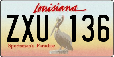 LA license plate ZXU136