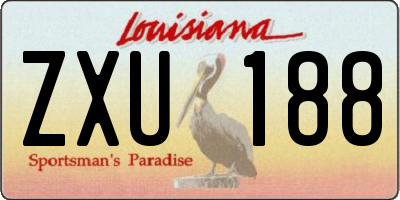 LA license plate ZXU188