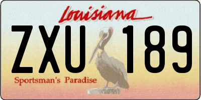 LA license plate ZXU189