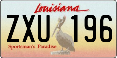 LA license plate ZXU196