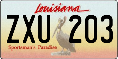 LA license plate ZXU203