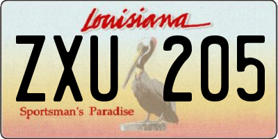 LA license plate ZXU205