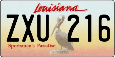 LA license plate ZXU216