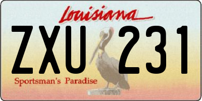 LA license plate ZXU231