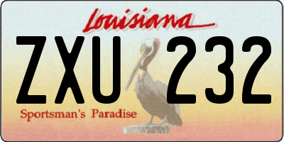 LA license plate ZXU232
