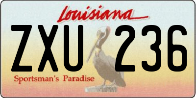 LA license plate ZXU236