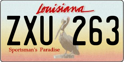 LA license plate ZXU263