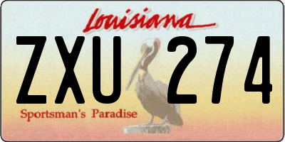 LA license plate ZXU274