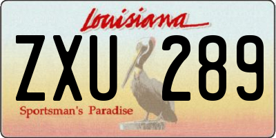 LA license plate ZXU289