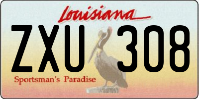 LA license plate ZXU308