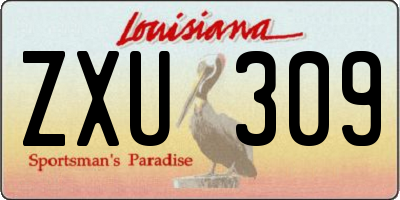 LA license plate ZXU309