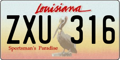 LA license plate ZXU316