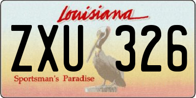 LA license plate ZXU326