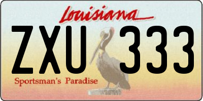 LA license plate ZXU333