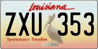 LA license plate ZXU353