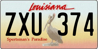 LA license plate ZXU374