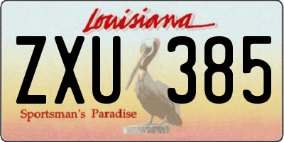 LA license plate ZXU385