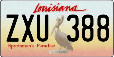 LA license plate ZXU388