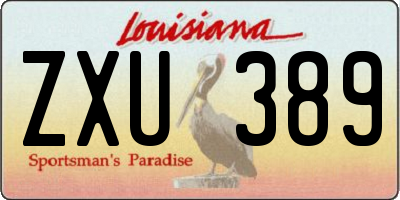 LA license plate ZXU389