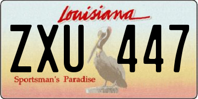 LA license plate ZXU447