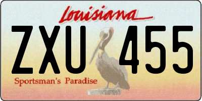 LA license plate ZXU455