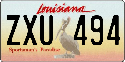 LA license plate ZXU494