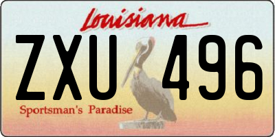 LA license plate ZXU496