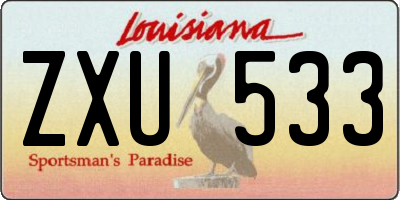 LA license plate ZXU533