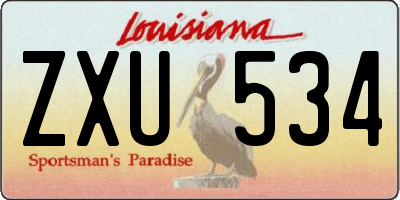 LA license plate ZXU534
