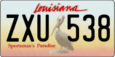 LA license plate ZXU538