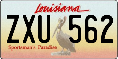 LA license plate ZXU562