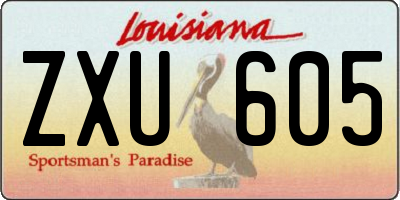 LA license plate ZXU605