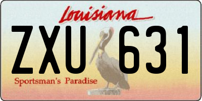 LA license plate ZXU631