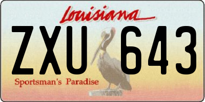 LA license plate ZXU643
