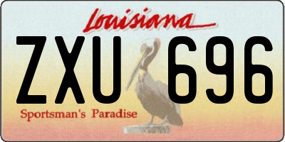 LA license plate ZXU696