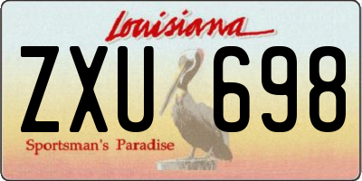 LA license plate ZXU698