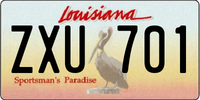 LA license plate ZXU701