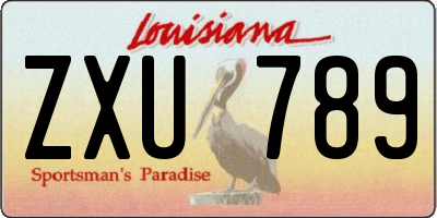 LA license plate ZXU789