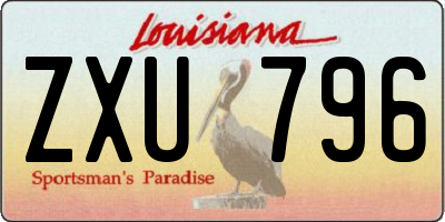 LA license plate ZXU796