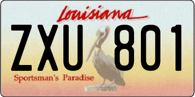 LA license plate ZXU801