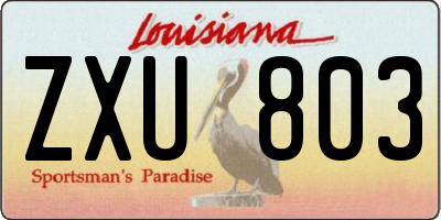 LA license plate ZXU803
