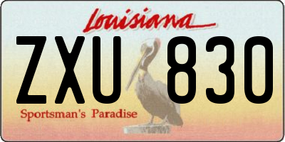 LA license plate ZXU830