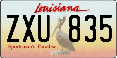 LA license plate ZXU835