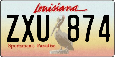 LA license plate ZXU874