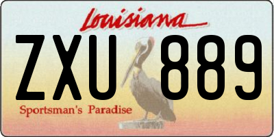 LA license plate ZXU889