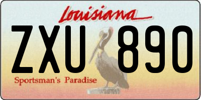 LA license plate ZXU890